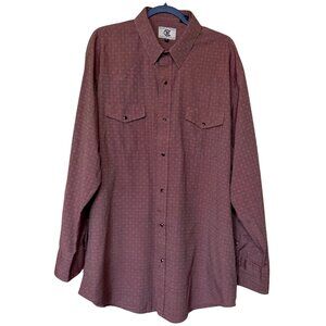 Corral West Ranch Wear Burgundy Snap Pearl Western Style Shirt Men's Size 2XL